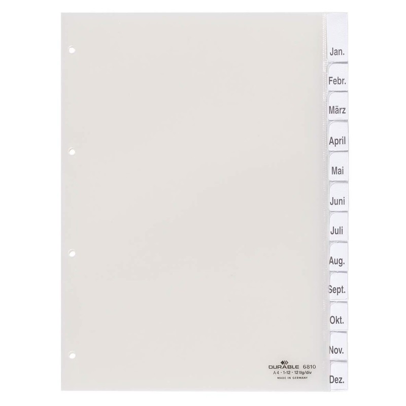 Durable 6810-19 Organiser Plastic A4 Jan - Dec/1-12 Hard Film
