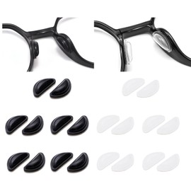 Eyeglasstor 10 Pairs Anti Slip Adhesive Glasses Nose Pads, Soft Sticky Silicone Eye Glass Nose Pads Grip for Full Plastic Frame Eyeglasses Sunglasses Repair Kit Clear and Black