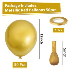 Eitolo Metallic Gold Balloons, 50 PCS Shiny Chrome Balloons, 12Inch Metallic Helium Balloons, Thicken Latex Balloons for Baby Bridal Shower Birthday Party Wedding Engagement Festival Fiesta Decoration