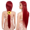 Style Icon 32-Inch Long Straight Wig Mid-Part Lace Front Silky