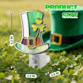 Hohean Shamrock Hat Night Light – UL Certification Plug-in Irish Decor Lamp with C7 LED, 360° Rotating Plug for Bedroom, Bathroom & Hallway – St. Patrick's Day Green Holiday Lighting Gift
