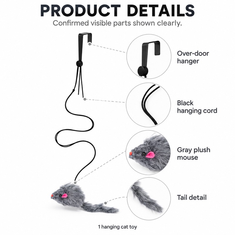 Door Hanging Cat Toy for Interactive Play – Dark Gray