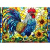Stained Glass Rooster Puzzles for Adults 1000 Pieces Colorful Rooster