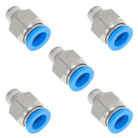 TUCKBOLD Push to Connect Air Fittings 3/8" Male Thread Air Line Quick Connector Plastic Nickel-Plated Copper 1/8" NPT 5 Pcs Blue Silver Tone
