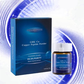 GHK-Cu - Polvo de péptido de cobre 99,9% puro, péptido de cobre azul de grado cosmético para antienvejecimiento y reparación de la piel, cristales solubles ultrafinos (1G)