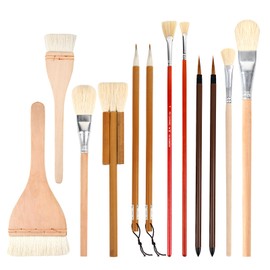 12 pinceles de esmalte de cerámica de lana Psc, detalles de precisión para pintar, cerdas de lana suaves y duraderas, cepillos de merluza fáciles de limpiar, herramientas de cerámica de tamaños