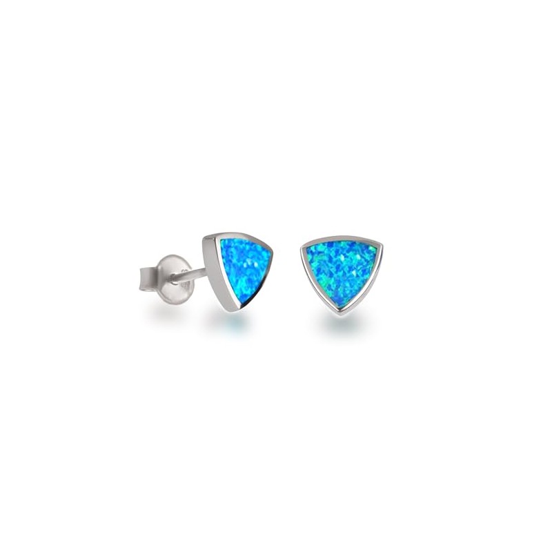 Schöner-SD 925 Silver Stud Earrings with Synthetic Opal Blue Turquoise