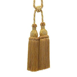 Beautiful Antique gold Curtain & Drapery Large Double Tassel Tieback / 10 inch tassel, 30 1/2 inch Spread (embrace), 3/8 inch Cord, Imperial II Collection Style# TBIC-2 Color: RUSTIC GOLD - 4975