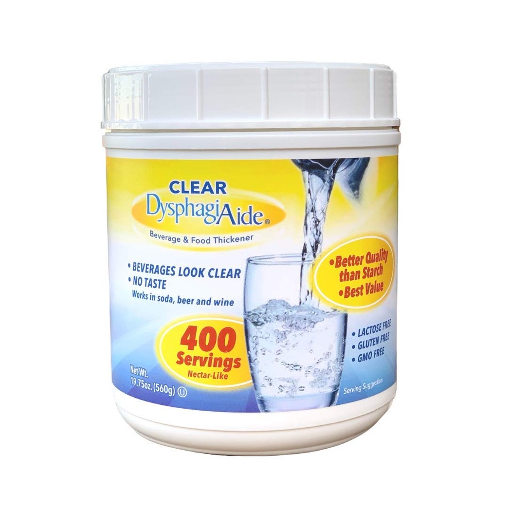 Get More For Your Money With Our Largest Jar of Clear DysphagiAide® Instant Beverage and Food Thickener Powder for Those With Dysphagia Who Require Thickened Liquids. 19.75 oz Jar/ 400 Servings!
