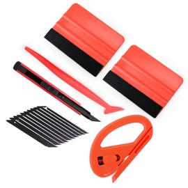 Gomake Vehicle Vinyl Wrap Window Tint Film Tool Kit Include 4 Inch Felt Squeegee, Retractable 9mm Utility Knife and Blades, Zippy Vinyl Cutter and Mini Go Corner Squeegee for Car Wrapping