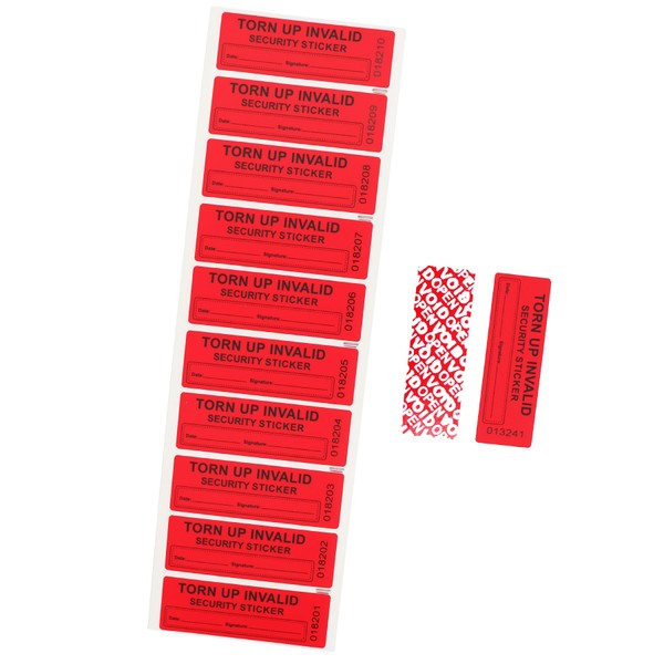 RLSYM Tamper Evident Security Labels 1 x 3 Inch Red