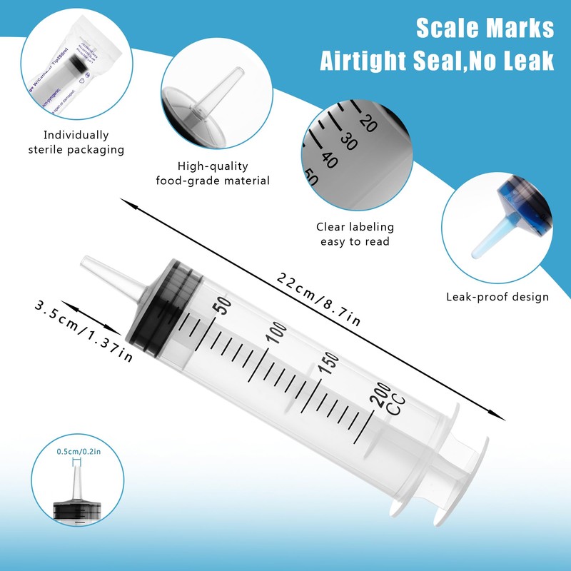 200ml Large Syringe Plastic, Pet Feeding Syringe Sterile Package for