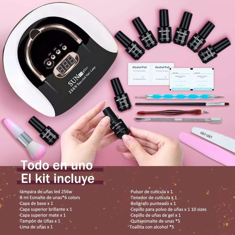 NIBEAUSL Kit De Uñas Lampara De Uñas 256w/57 Led Uv/led