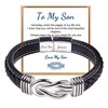 To My Son/Grandson Bracelet, Forever Linked Together Braided Leather Bracelet,