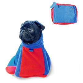 TAIL BLAZERS™ Quality Dog Drying Bag. Keep Your Dogs Dry & Warm After Bathing/Walk. Protects Home & Car From Wet & Mud. Extra Soft Microfibre Towel Bags. Bath & Washing Pet Accessories (S/Blue Red)