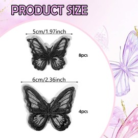 Hair Clip Butterfly Lace, Hair Clips Girls Butterfly, Small Butterfly Hair Clips, Hair Accessories for Everyday and Parties of Girls (Black)