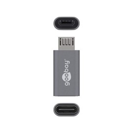 Goobay 55553 USB 2.0 Hi-Speed Adapter, USB-C Buchse auf USB 2.0 Mico Stecker (Typ B), Unterstützt Charging & Sync, grau