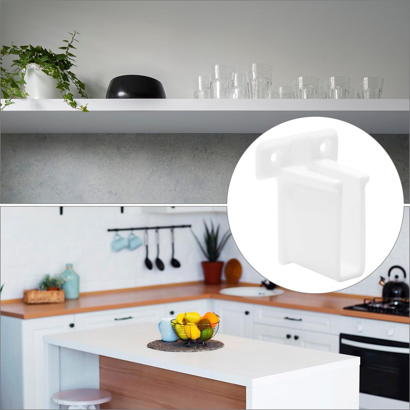 QWORK 12 Pack Wire Shelf End Bracket, White Plastic Closet