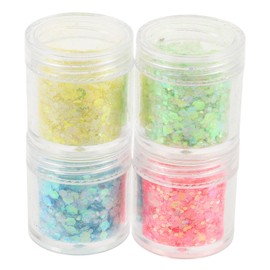 Operitacx - Glitter Powder 4 Bottles DIY Holographic Manicure Sequins Craft Glitter Fingernail Glitter Art Multipurpose Glitter for Party Decoration