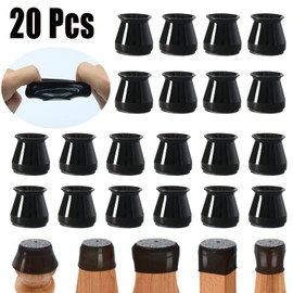 BUMACO Chair Leg Floor Protectors Chair Leg Protectors for Hardwood Floors Silicone Pads Covers to Protect Floors (Black-20 Pcs, Universal L (1-5/16"~2")