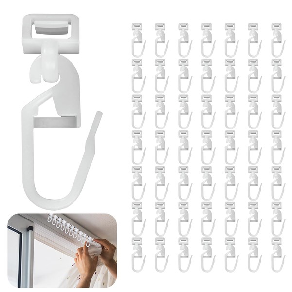 50Pcs Curtain Hooks Plastic for Caravan, 34mm White Shower Curtain