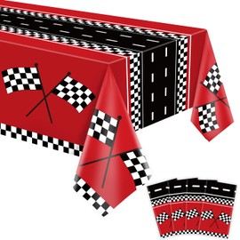 FVEOCR 4Pcs Racing Car Tablecloths Car Birthday Party Supplies Road Table Cloth Race Car Party Table Cover Racing Theme Party Car Decorations of 51 X 86IN