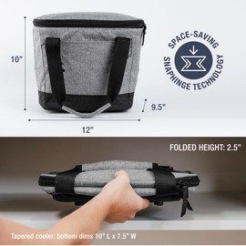 CleverMade Collapsible Cooler Bag, 18 Can Beach & Travel Car Cooler, Folding Soft Cooler, Shoulder Strap, Bottle Opener, Great Car Coolers for Travel, Cleans Easy, Leak Proof [Cool Gray/Midnight]