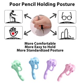 4 Pcs Pencil Grips for Kids Handwriting, Writing Aid Grip Trainer, Preschoolers Training Pencil Grips, Writing Corrector Grips, Ergonomic Training Pencil Grip, for Children Preschoolers(Multicolor)