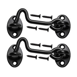 Klurent 4" Barn Door Latch Door Lock Hardware, Sliding Door Lock Eye Hook Latch with Screws, Rust-Resistant Metal Gate Latch(2 Pack)