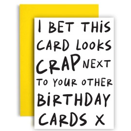 Huxters Funny Birthday Card – A5 Happy Birthday Card her for friend – gifts for women friends - Birthday Card for Him and Her – Ideal for Friends, Family, Colleagues – Blank Interior (Looks Rubbish)