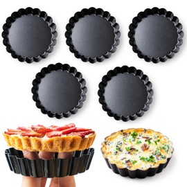 FIDZ PAN 8 Pack Mini Tart Pans 4 Inch with Removable Bottom Round Nonstick Deep Quiche Pan, Heavy Duty Perfect for Baking Fruit Tarts, Quiches & Dessert