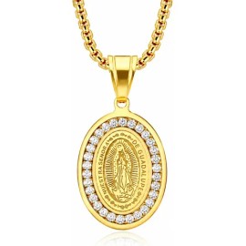 Collar De Oro Plata 925 Mujer Con Virgen De Guadalupe