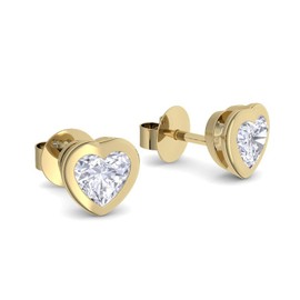 FF135VGGG Heart Stud Earrings Gold Small Cubic Zirconia Women's Heart Earrings Silver 925 High Quality Gold-Plated *I Love You* Case Stud Heart Shape Heart Earrings with Stone Women's Earrings Gifts