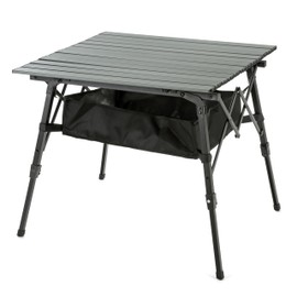 ARROWHEAD OUTDOOR 39" Aluminum Folding Camp Roll Up Table w/Adjuatble Height, Undertable Mesh Storage, Carry Bag
