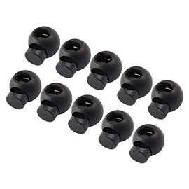 AKORD Spring Loaded Round Toggle Stopper Cord Locks End, Plastic, Black, 10-Piece, HO-19