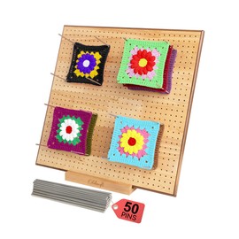 Olikraft 15" Crochet Blocking Board with Pegs 50 Pins - Granny Square Blocking Boards for Crochet Projects - Yarn Supplies Tools and Accessories and Gadgets