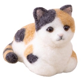 Hamanaka H441-650 Felt Wool Kit, Made with Aquraine, DOG & CAT Three-Haired Cat Design, Sachiko Susa