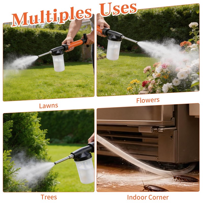 Diatomaceous Earth Powder Duster – 4FT Adjustable Hand Pump Sprayer