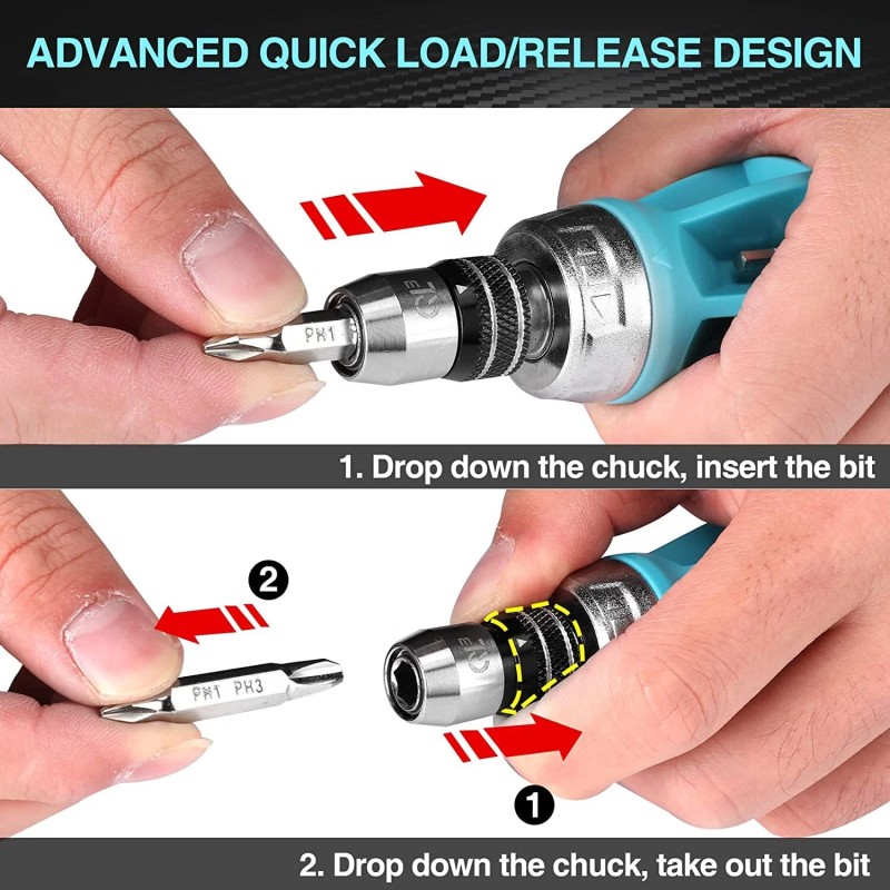 DURATECH Stubby Ratcheting Screwdriver 12-in-1 Multibit Short Screw Drivers New
