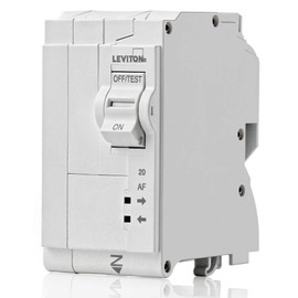 Leviton 20A 2-Pole Plug-On AFCI Branch Circuit Breaker, Hydraulic Magnetic, 120/240 VAC, LB220-AF, White