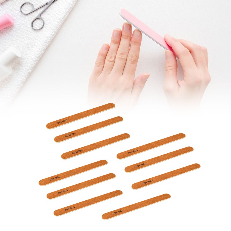 10pcs Nail File Professional Wood Core Reusable Double Sides Washable