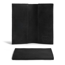 Hide & Drink, Checkbook Cover, Minimalist Organizer for Personal or Business Finances, Bill Holder, Full Grain Leather, Handmade, Charcoal Black