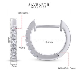 18K Gold Plated Moissanite Mini Huggie Earrings for Women | 1.3MM Moissanite Diamond Tiny Cartilage Huggie Hoop Earrings | Jewelry Gifts For Her (0.16 Cttw), White Gold, Moissanite