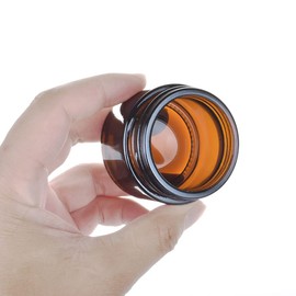 6Pcs 5ml 1/6oz Amber Glass Jar Empty Round Cosmetic Cream Container Lotion Bottle Travel Storage Container with Inner Liners and Black Lids for Body Scrub Lotion Ointment Sample Balm