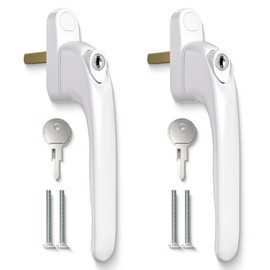 Bwintech 2 Pcs in-Line White UPVC Aluminium Window Handle, 43mm Spindle for Indoor and Outdoor UPVC Window