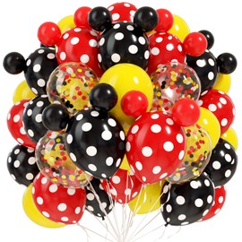 HKYOOD Mouse Color Balloons - 80Pcs 12 5 inch Mouse Color Balloons Polka Dot Latex Party Balloons with Confetti Balloons for Baby Shower Birthday Mouse Themed Kids' Cartoon Party Decorations Supplies