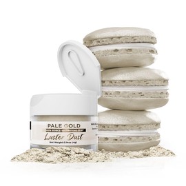 BAKELL polvo y pintura comestible de oro pálido, 4 gramos | polvo comestible LUSTER DUST | Pintura certificada Kosher, polvo y polvo | 100% comestible y de grado alimenticio | Tartas, cupcakes, pintura vegana y polvo (oro pálido)