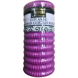 Better Home 12 Ribbed Curtain Rings Deluxe Shower Hooks, Snap Closure Fun Colors (Purple)