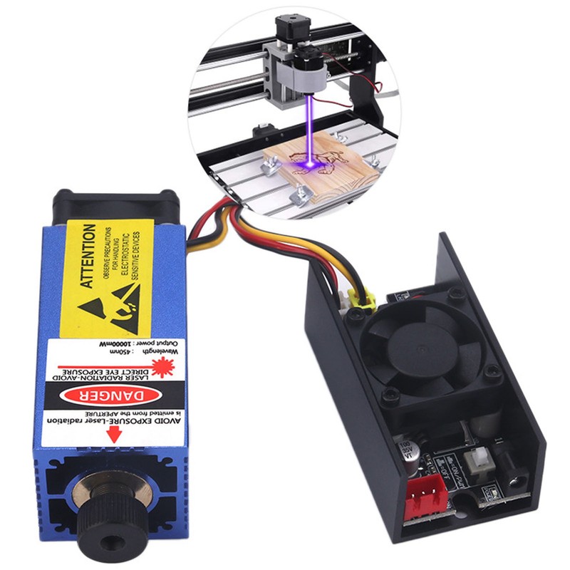 12V 10W Engraver Laser Module Focusable Engraving Machine Blue Light