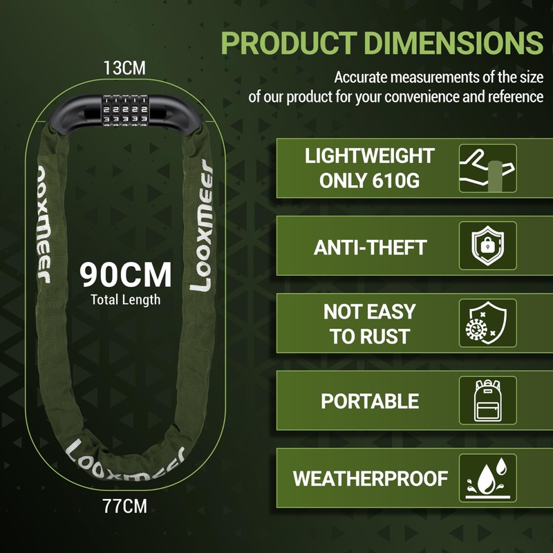 Looxmeer Bike Lock, Olive Green